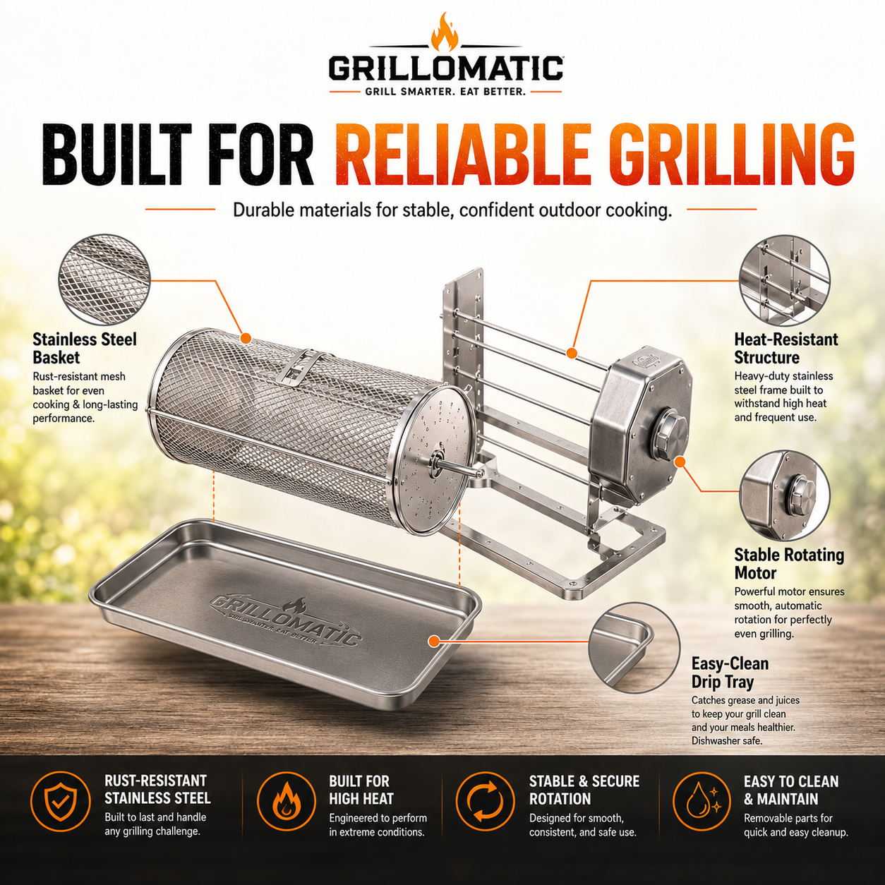 ✨𝐎𝐟𝐟𝐢𝐜𝐢𝐚𝐥 𝐁𝐫𝐚𝐧𝐝 𝐒𝐭𝐨𝐫𝐞🎁 Automatic Rotating BBQ Grill Rack