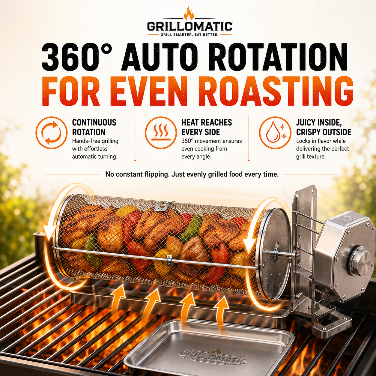 🏆𝐎𝐟𝐟𝐢𝐜𝐢𝐚𝐥 𝐁𝐫𝐚𝐧𝐝 𝐒𝐭𝐨𝐫𝐞🎁 Automatic Rotating BBQ Grill Rack