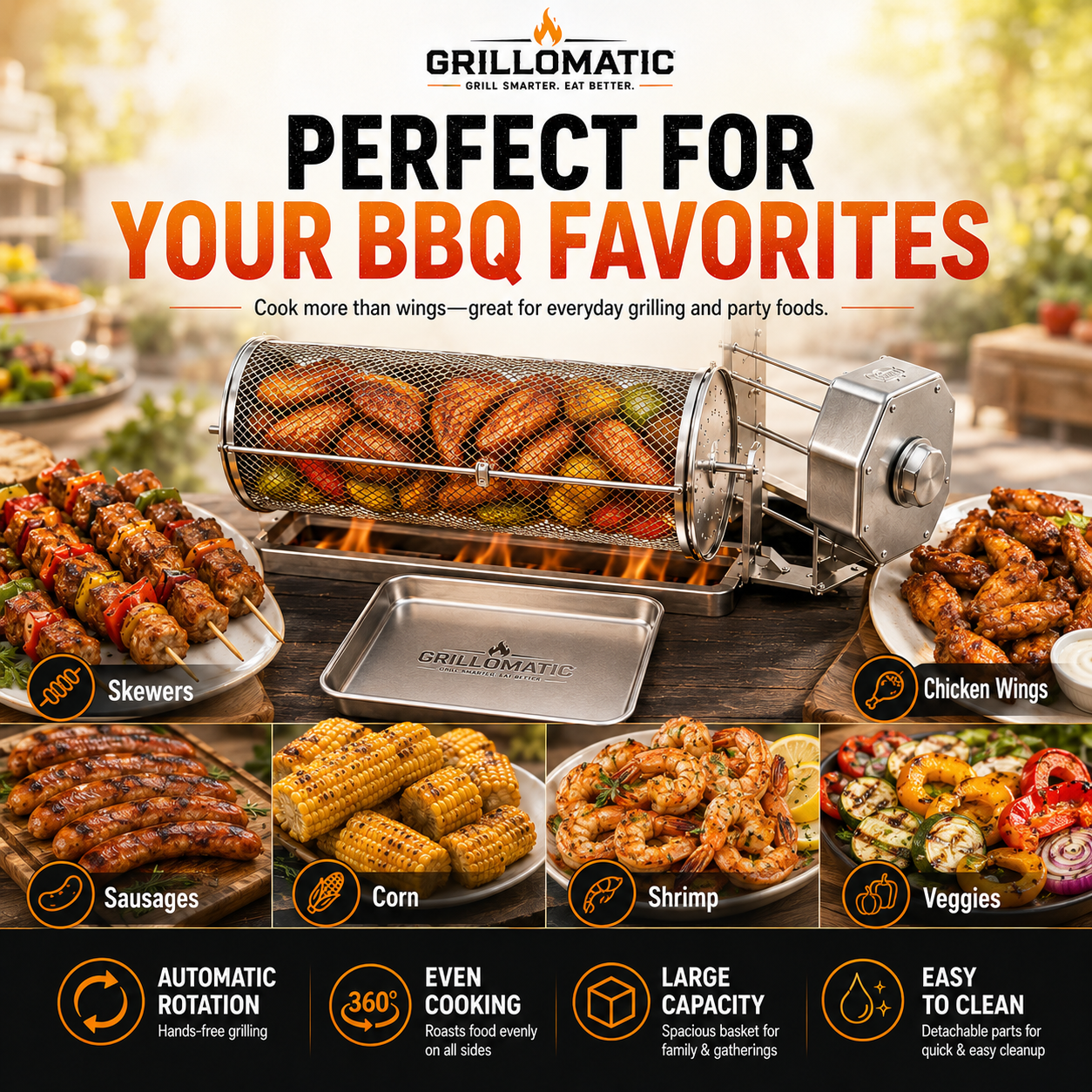 🏆𝐎𝐟𝐟𝐢𝐜𝐢𝐚𝐥 𝐁𝐫𝐚𝐧𝐝 𝐒𝐭𝐨𝐫𝐞🎁 Automatic Rotating BBQ Grill Rack